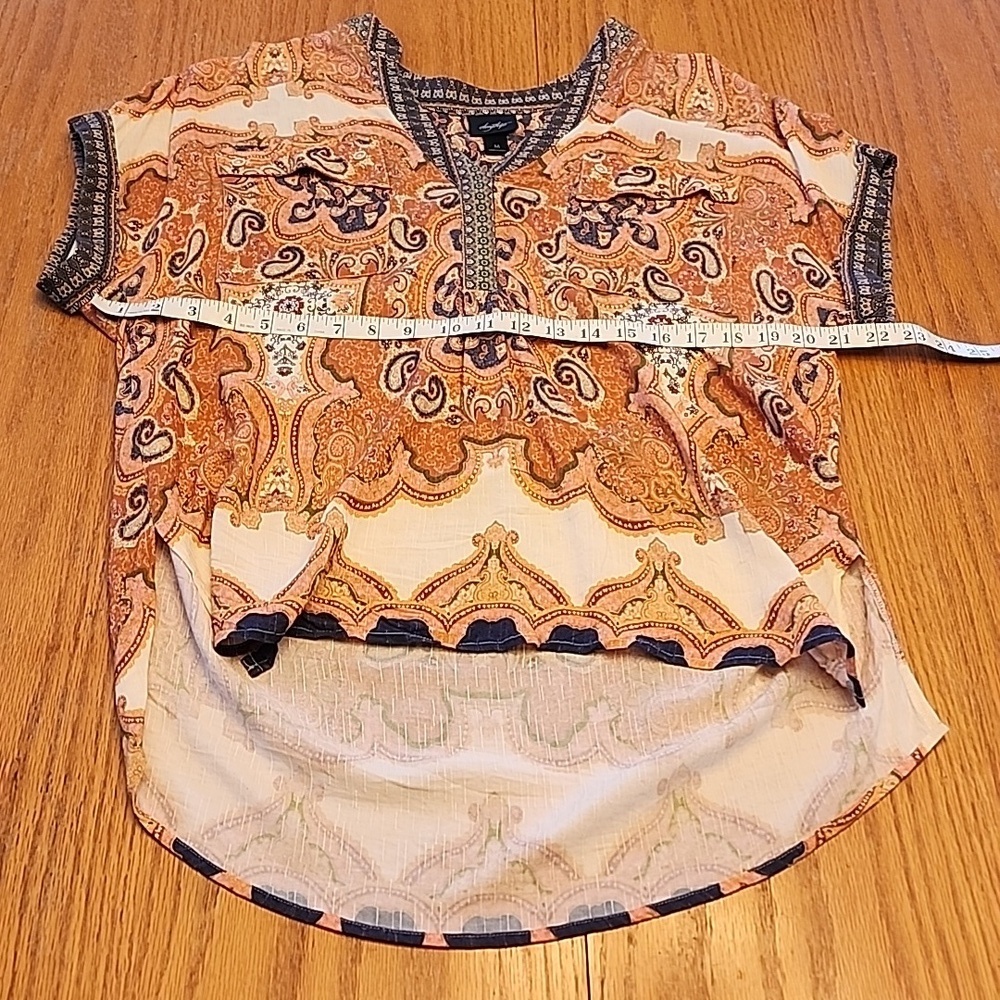 Daytrip Women's Blouse with Paisley Design in Cream and Brown - Picture 6 of 10